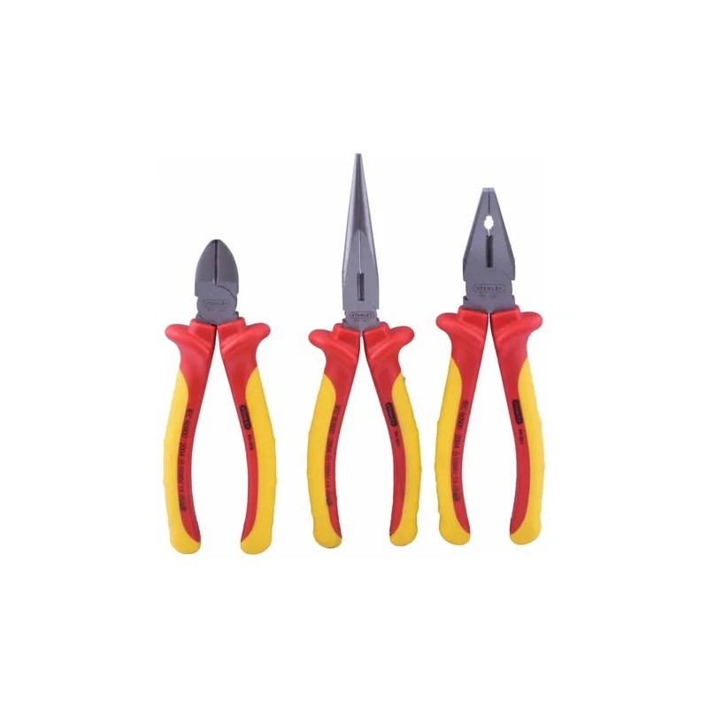 ALICATE STANLEY MANGO AISLADO 1000 V - JGO 3 PZAS (OF)